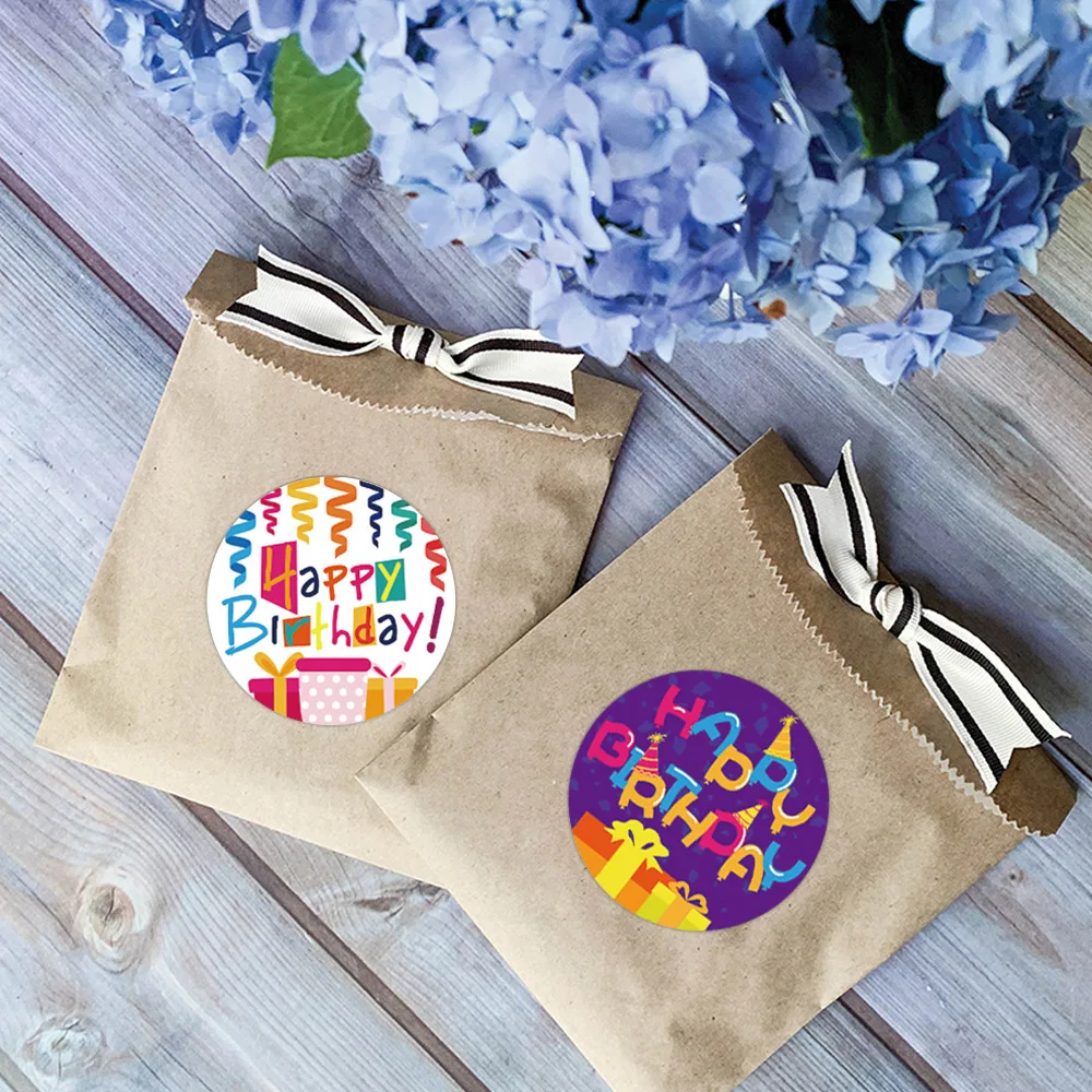 

Qiduo 500pcs Cute Happy Birthday Stickers Birthday praty Gift Decoration Tag Seal Label Kids toys Package Scrapbooking Stickers