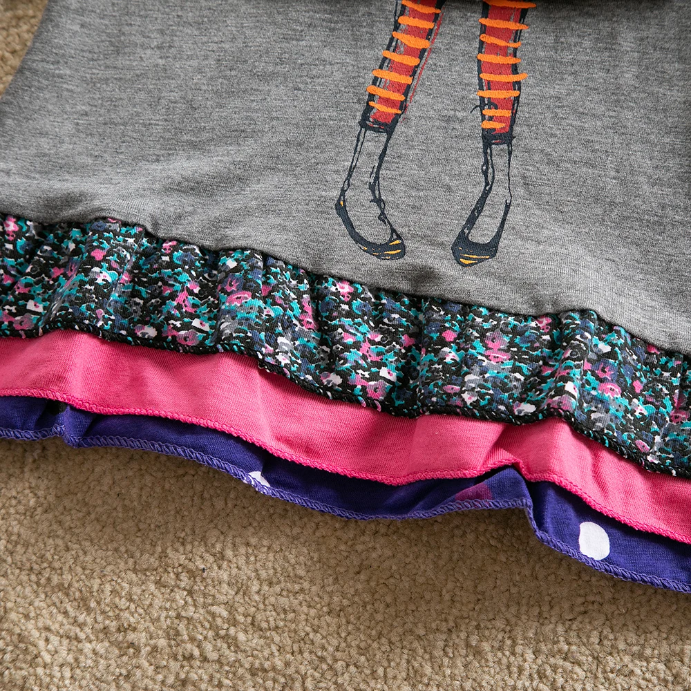 Платье с длинным рукавом для девочек демисезонное хлопковое платье вышивкой