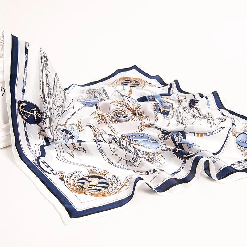 100% натуральный шелк квадратный шарф Женская Бандана с принтом головной платок