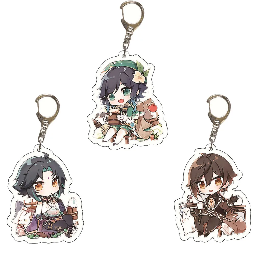 

New Anime Genshin Impact Kaedehara Kazuha Barbara Gunnhildr Key Chains Two-sided Keychain Cosplay Acrylic Pendant Keyring