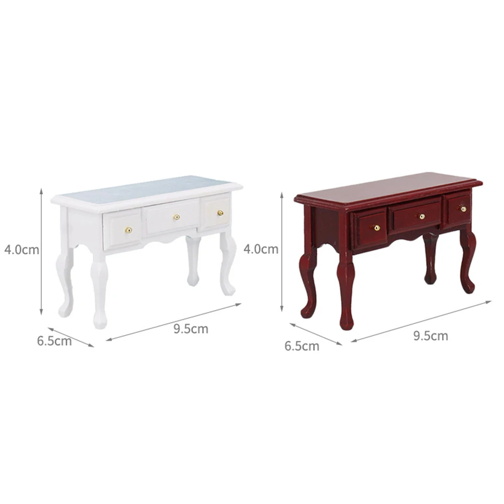 

1/12 Miniature Doll House Furniture Modern Wooden Table Desk with 3 Drawers Dollhouse Accessories