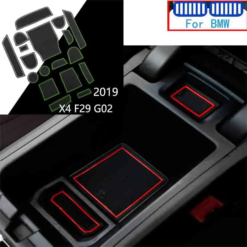 

Car Styling For Bmw X4 F26 G02 2019 Performance M Power Cover Door Groove Mat Gate Slot Cup Anti Slip Slot Mats Pads Sticker