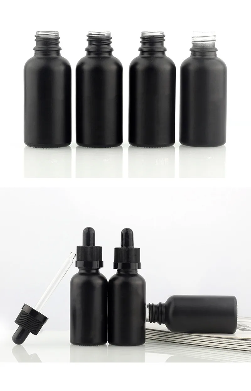1 унция стеклянные бутылочки с пипеткой черным покрытием устойчивые к