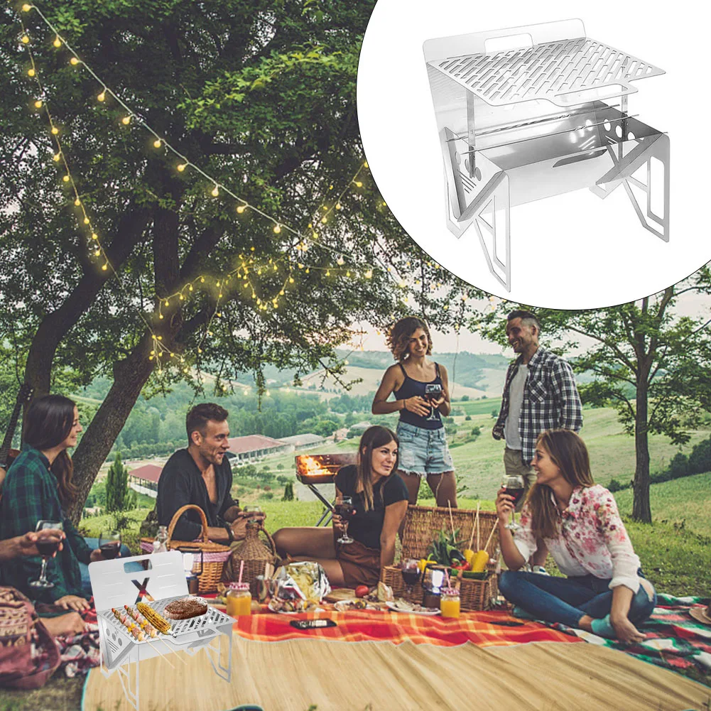 저렴한 파티오 스테인레스 스틸 전문 숯불 바베큐 서 야외 휴대용 정원 바베큐 그릴 분리형 도구 캠핑 피크닉