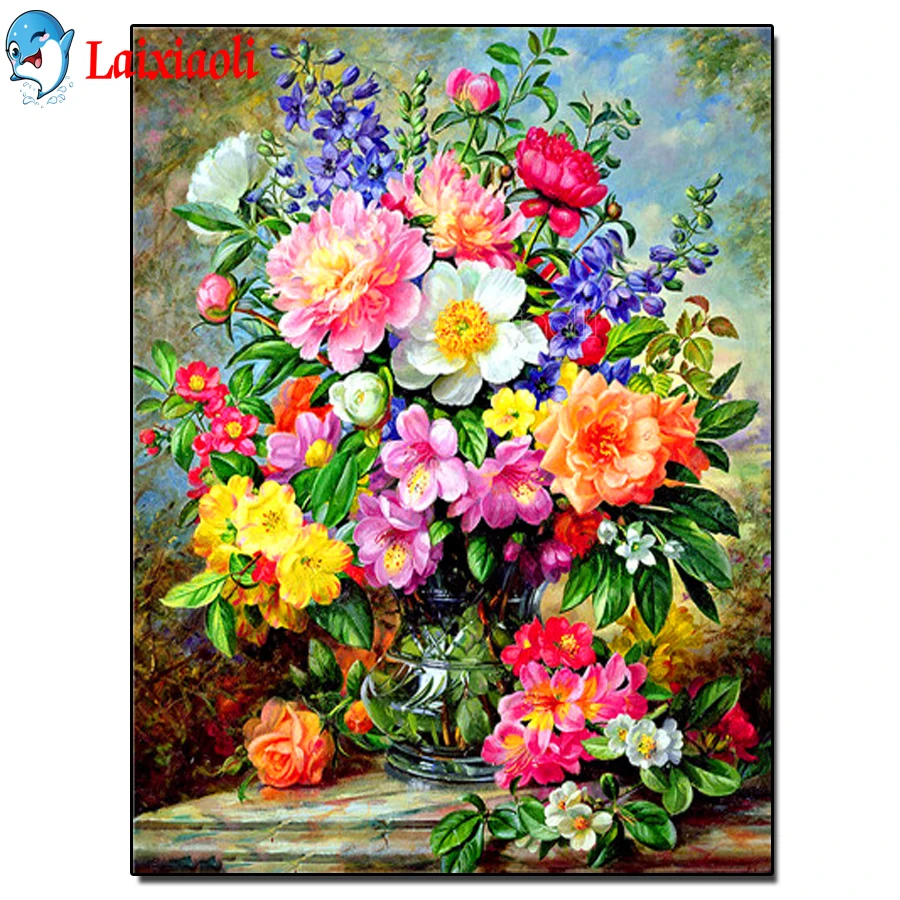 

still life 5D DIY Full Square Diamond Painting Flower Bouquet Diamond Embroidery Rhinestone Picture Diamond Mosaic Gift DropShip