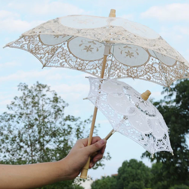 Свадебный декоративный зонтик свадебный кружевной для подружки невесты белый