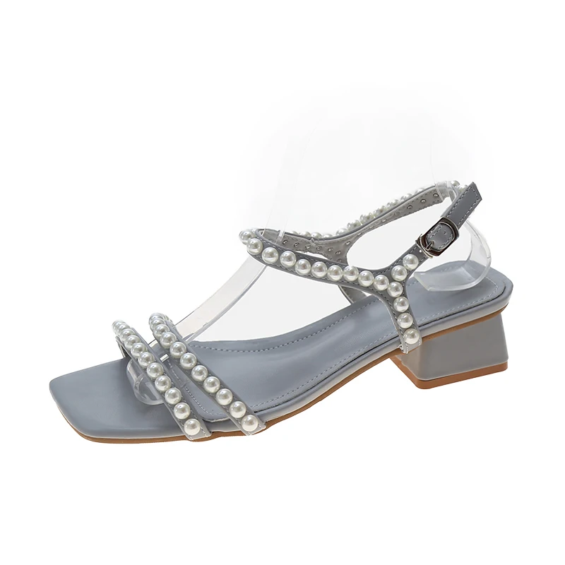 

2021 Summer Luxury Sandals Espadrilles Platform High Heels Med Sale Of Women's Shoes Buckle Strap Suit Female Beige Square Toe F