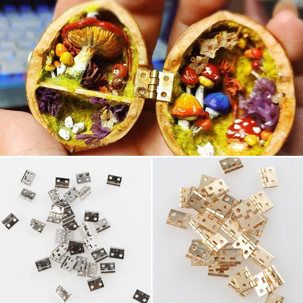 

100Pcs Mini Hinge Copper Retro Butt Hinges Folding Butt Hinge Small Decorative Jewelry Wooden Box Furniture