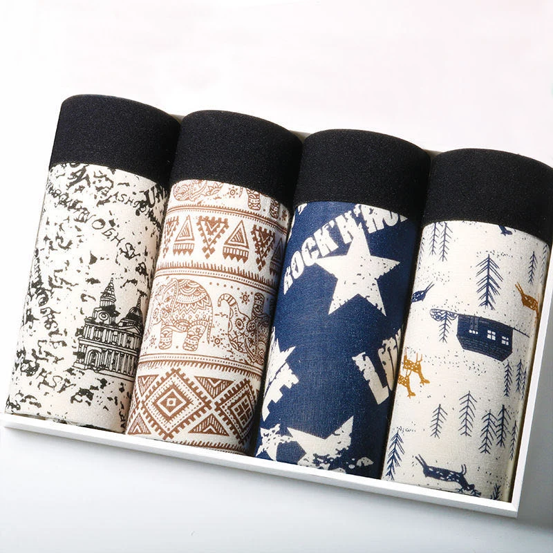 4Pcs Boxer Underwear Moda Mens Underwear Cotton Boxers Underpants Breathabe Boxer Shorts Men Cueca Mae Panties Boxershorts