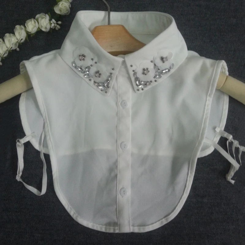 Блестящий женский фальшивый воротник для женщин белый Съемный Черный