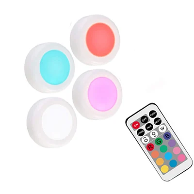 1Remote 4Lamps Светильник для шкафа с регулируемой яркостью RGBW bettery с питанием от пульта дистанционного управления, ночник для спальни, гостиной, кухни, светильник, украшение - Цвет: 1Remote 4Lamps