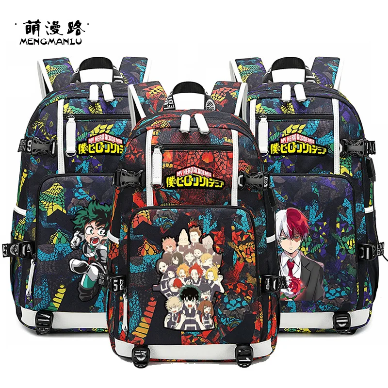 

My Hero Academia Backpack for Teenage Boys Girls Luminous School Bag Usb Charging Anti Theft and Waterproof Canvas Gift