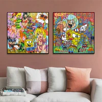 anime graffiti wall art pictures cartoon painting canvas posters and prints decorative canvas living room home decoration gifts