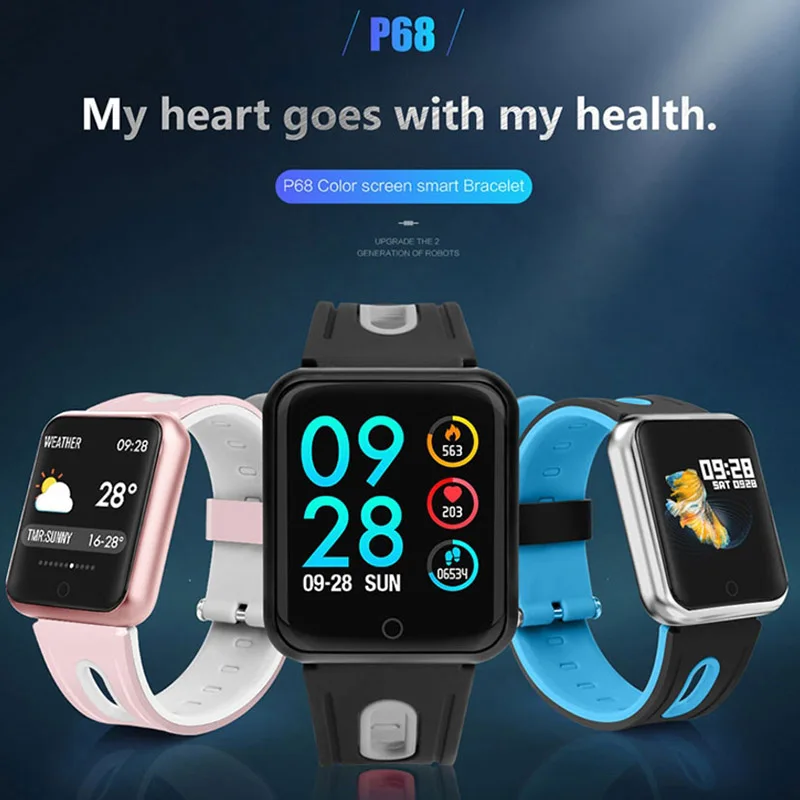 Смарт часы P68 водонепроницаемые IP68 с пульсометром и тонометром|Смарт-браслеты| |