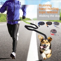 reflective leash traction rope adjustable dog lead running belt elastic hands freely jogging pull dog leash