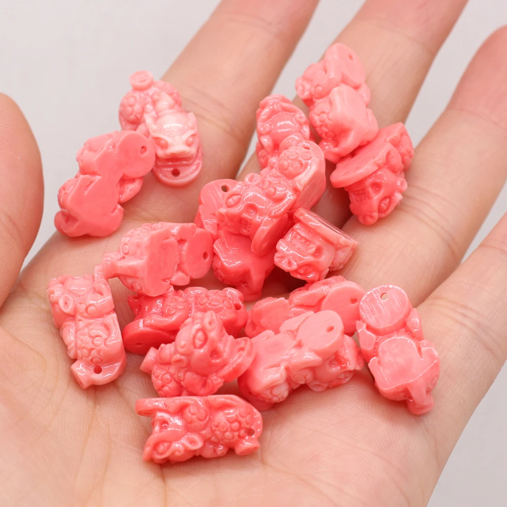 

10pcs Artificial Coral Beads Punch Engraving Pink Coral Loose Bead Accessories for Jewelry Making DIY Necklace Bracelet 10x19mm