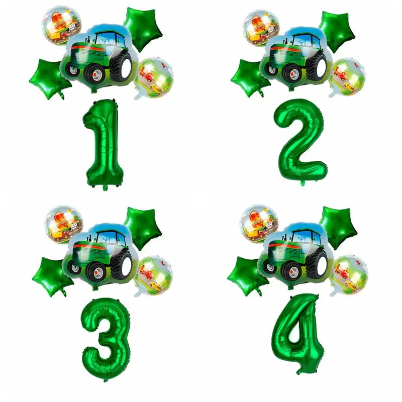 6 шт трактор воздушные шары с гелием 32 дюймов номер Фольга шар baby shower фермы