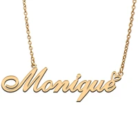 love heart monique name necklace for women stainless steel gold silver nameplate pendant femme mother child girls gift