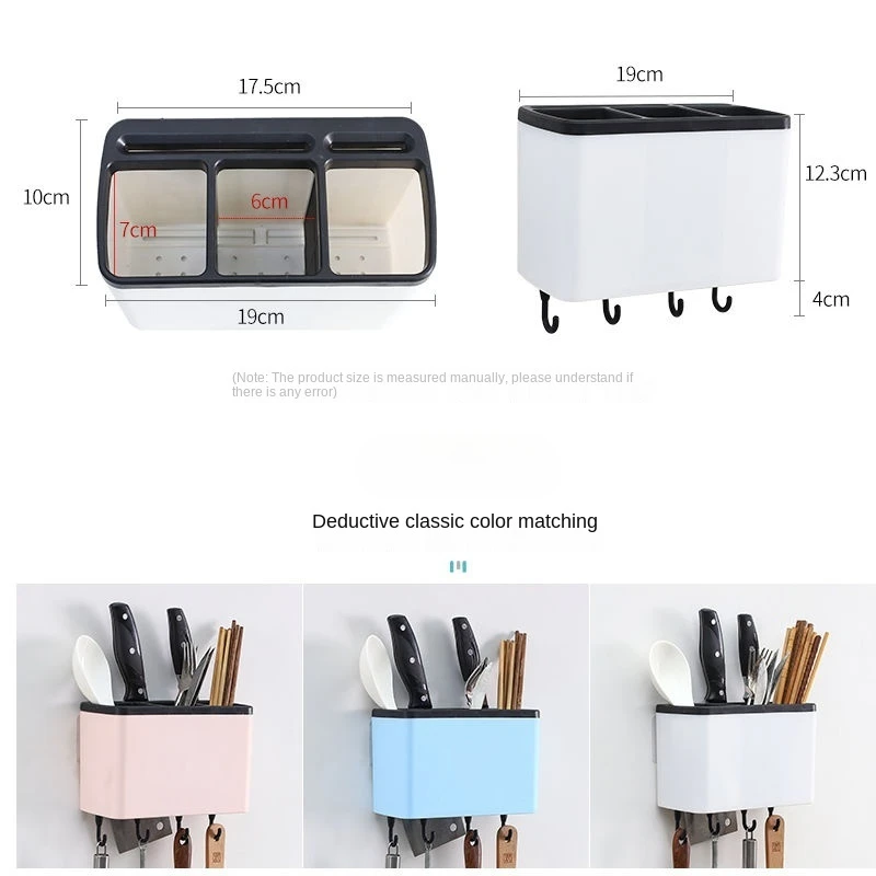 

Chopstick Holder Kitchen Household Hook Wall Hanging Drain Knife Holder Chopsticks Tableware Storage Rack Free Punch