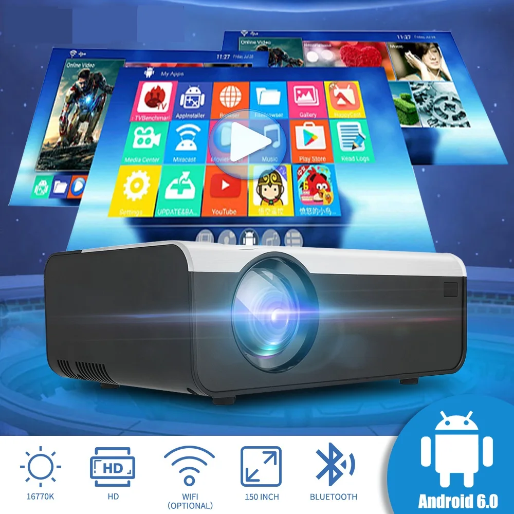 Проектор для домашнего кинотеатра BUIANUWOD G08 480P/720P светодиодный 150 ''Full HD 1080P WIFI