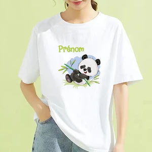 T shirt White Tops Female Tops Panda theme Printed T Shirt Women 90s Graphic T-shirt O-neck Girl Short Sleeve Harajuku