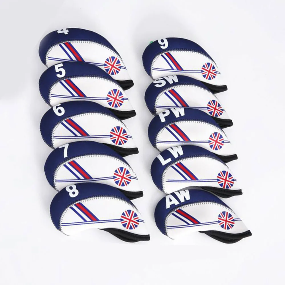

10pcs Exquisite Golf Club Iron Head Covers Protector Golf Head Cover Sets Iron Club Head Cover Accessories
