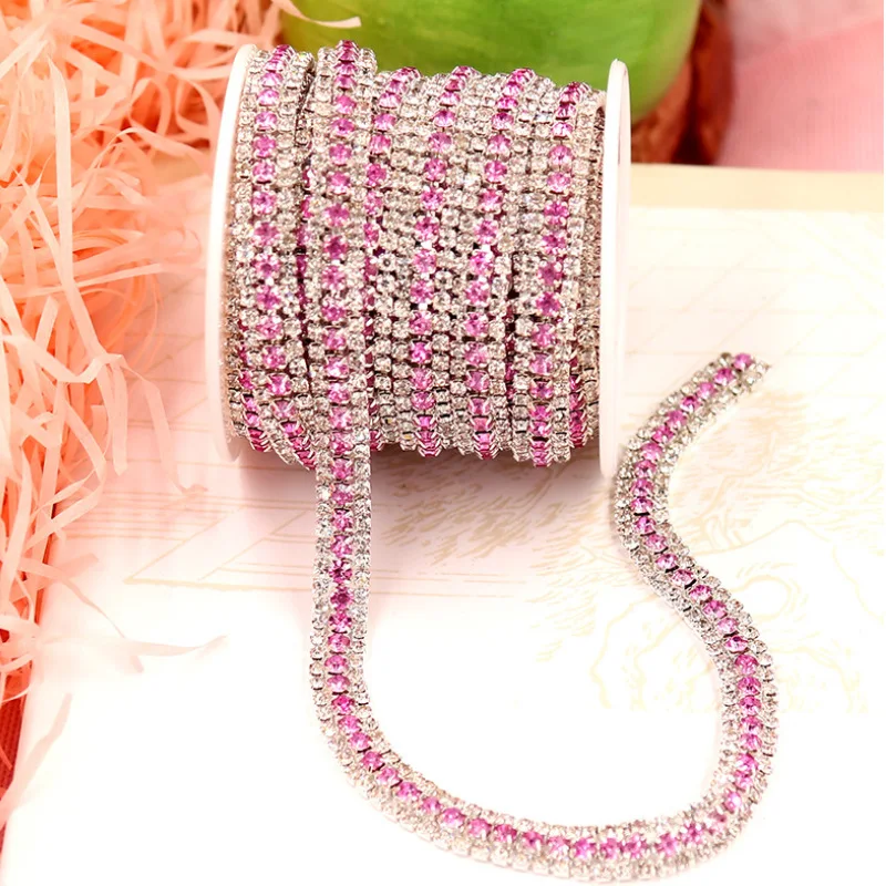 Кристалл AB Стразы трехрядная сварочная цепочка с закрытым когтями стеклянная