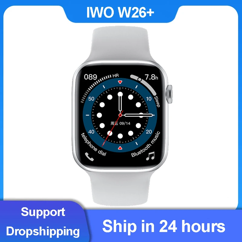 

Смарт-часы BYSL 2020 IWO W26 + Plus, поворотный экран 1,75 дюйма, циферблат, ЭКГ, температура, Bluetooth, звонки, умные часы PK DT100 IWO 13 Pro