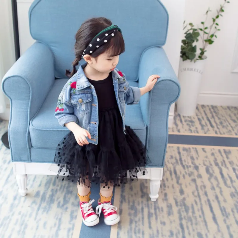 

Spring New Kid Girls Flower Print All-Match Long-Sleeved Denim Coat Fashion Soft Fresh and Cute Top Jacket Children Clothes