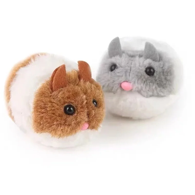 

Simulation Mechanical Mouse Toy Will Turn Around and Run Away Plush Hamster Pet Kitten Safety Plush Mouse Interactive Toy Gift