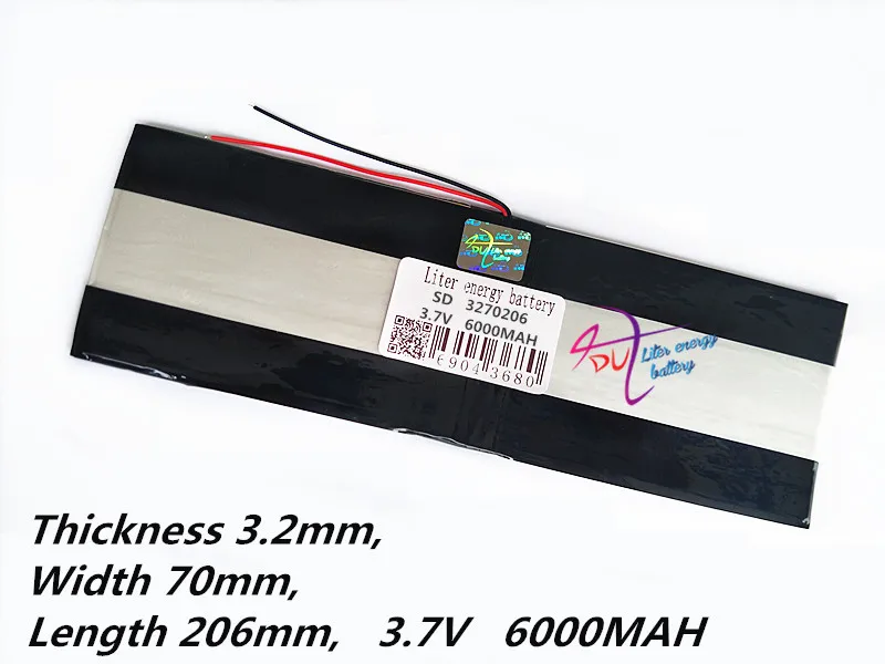 Большая емкость 3270206 3,7 V планшет батарея 6000mah каждый бренд планшет универсальные перезаряжаемые литиевые батареи