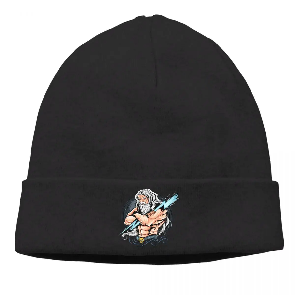

Skullies Beanies Thunder Zeus God Artwork Knitted Bonnet Hats Men Women's Street Ski Cap