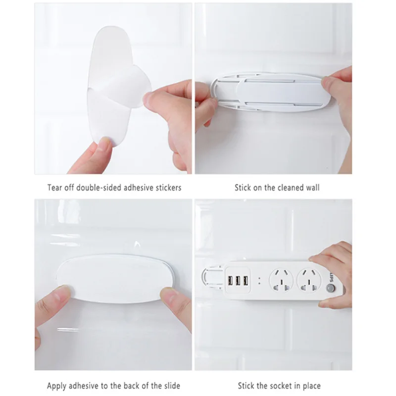 1/3/5Pcs Wall-Mounted Sticker Punch-Free Plug Power Outlet Holder Traceless Fixer Home Self-Adhesive Socket Organizer | Дом и сад
