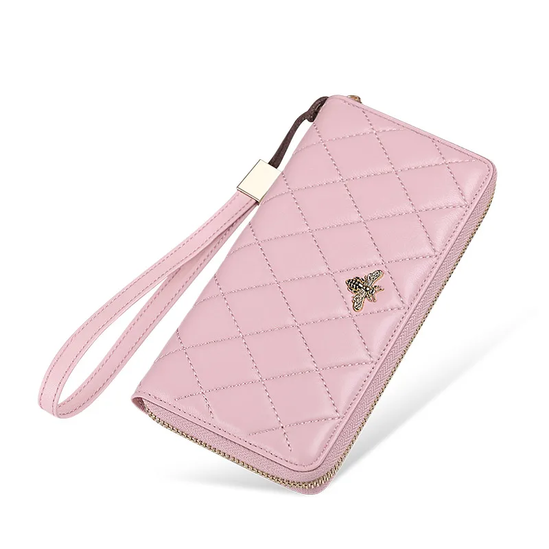 Женский кошелек из овечьей кожи сумка RFID для телефона на молнии держатель карт