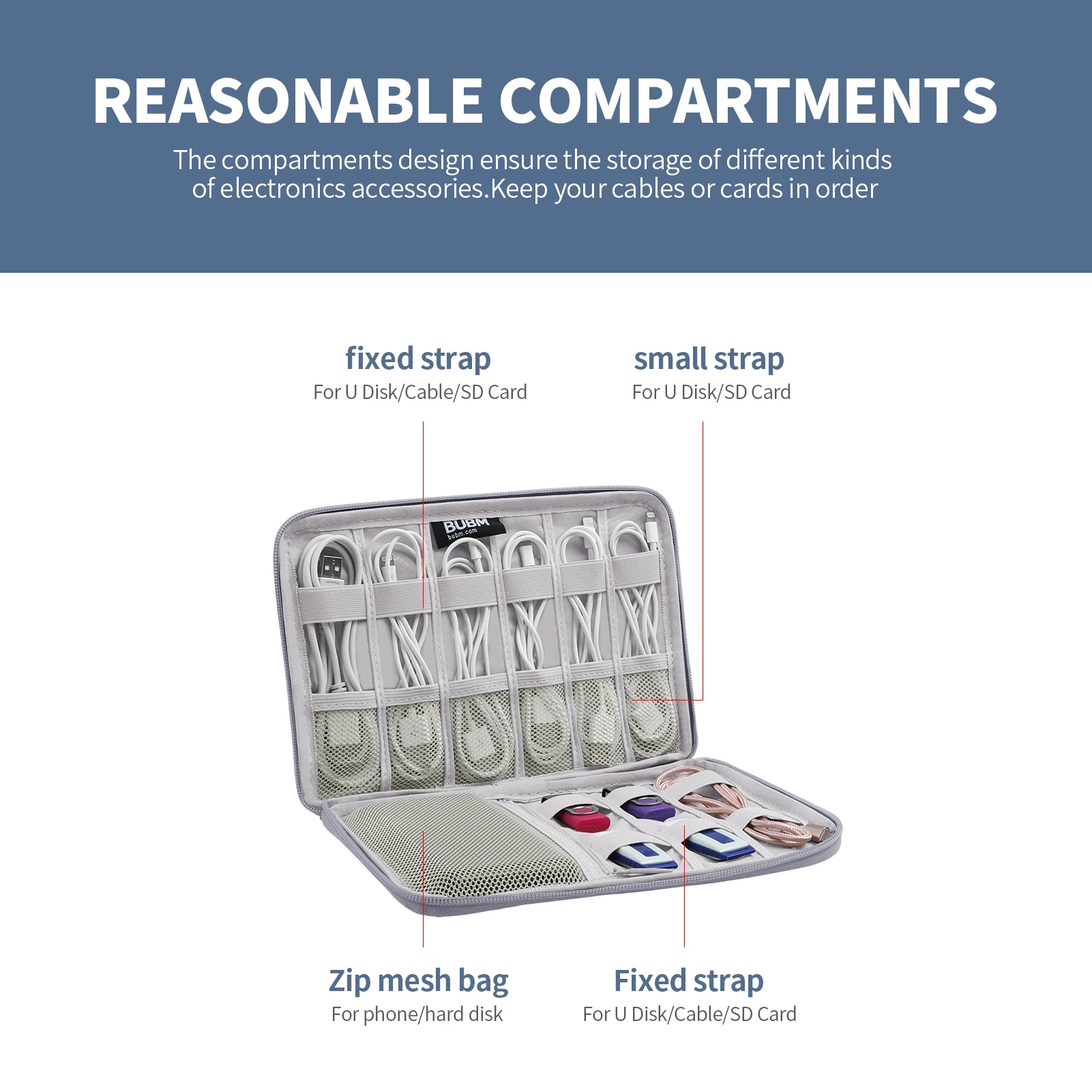 Mini Portable Storage Bag BUBM Cable Travel Electronics Accessories for Phone/U Disk/Memory Card/USB | Компьютеры и офис