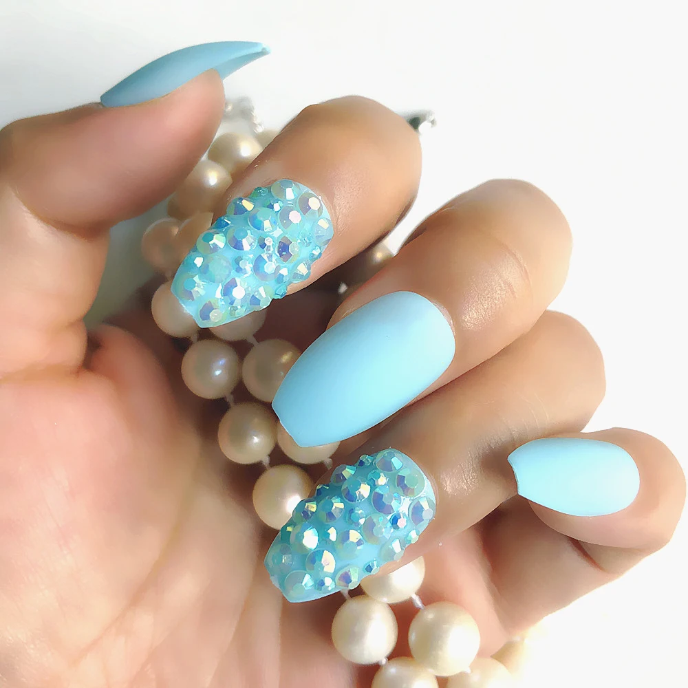 Накладные ногти на заказ роскошный набор накладных ногтей 24 ногтя синий