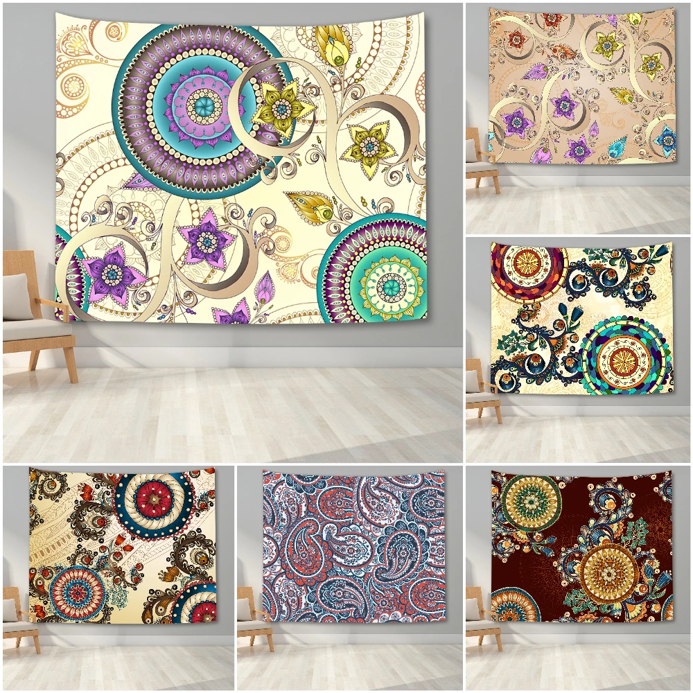 Настенный гобелен с абстрактными рисунками цветов домашний декор в богемном