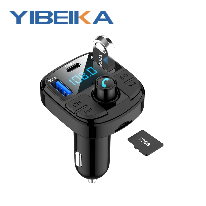 YIBEIKA автомобильное зарядное устройство QC3.0 автомобиля Bluetooth FM передатчик с