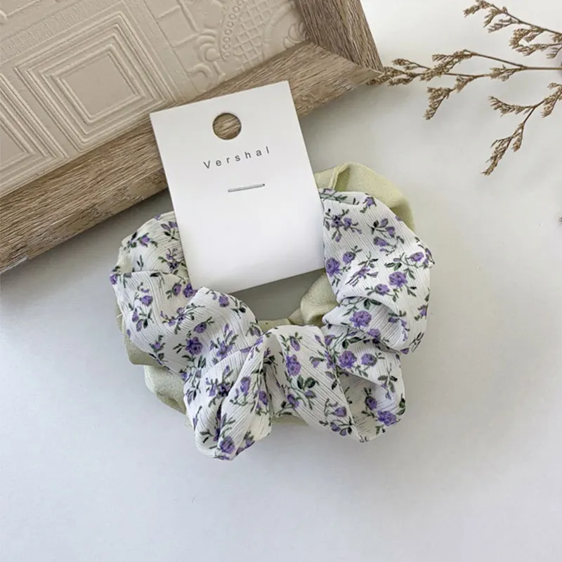 

2PCS Floral Scrunchies Women Small Fresh Hair Tie Silk Cloth Comfortable Korean Style Hair Bands Sweet Girls Hair Accessories