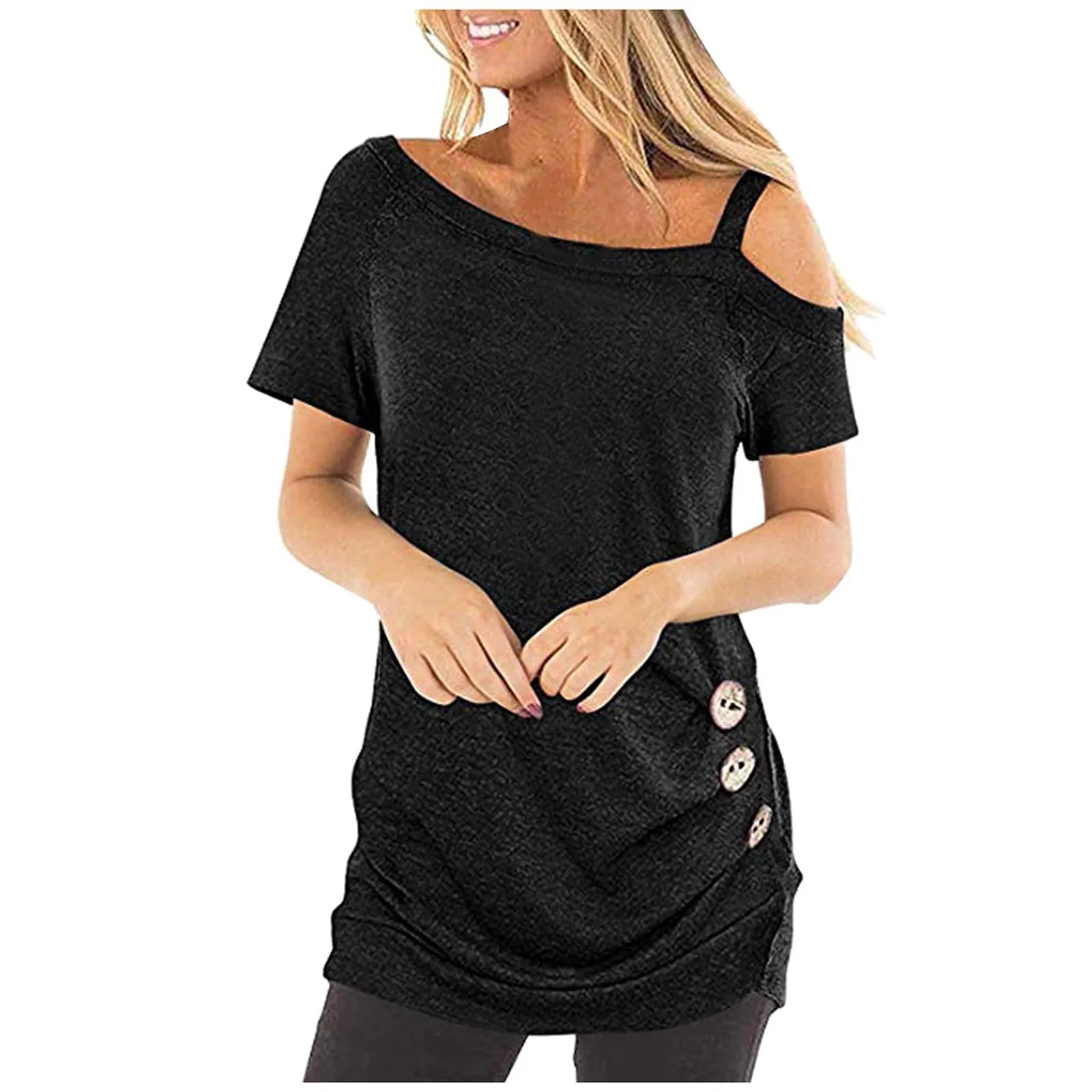 С открытыми плечами фиолетовая туника с изображением Топы для женщин Vetement Femme