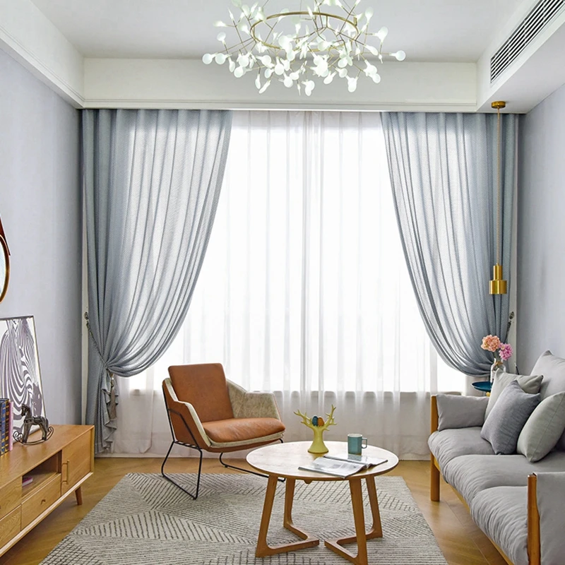 Nordic серый геометрический полые затемняющие шторы для Гостиная нежной вуали окна