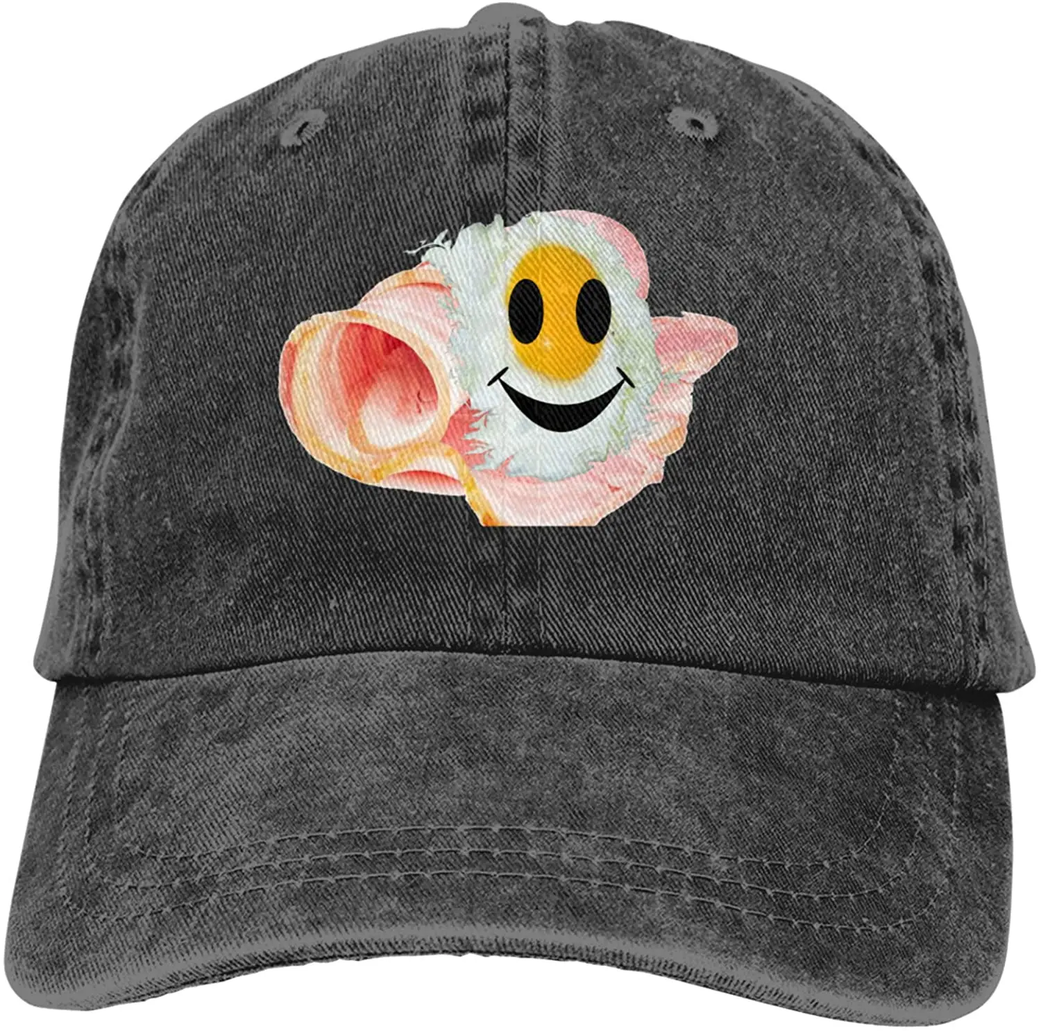 

Bacon and Eggs Sports Denim Cap Adjustable Unisex Plain Baseball Cowboy Snapback Hat