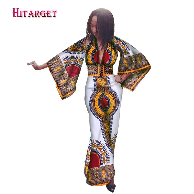 Женские платья в африканском стиле с рукавами-колокольчиками модель WY1579 на осень