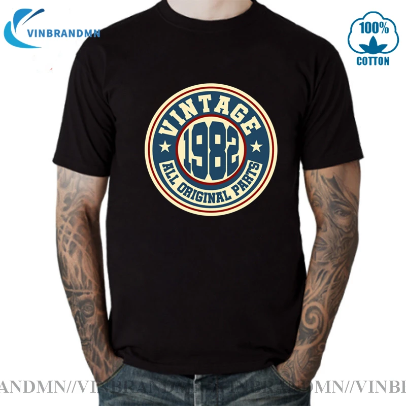 

Classic 80s Brand Clothing Vintage 1982 All Original Parts T shirts men Retro Born in 1982 T-shirts Birthday Thanksgiving Tshirt