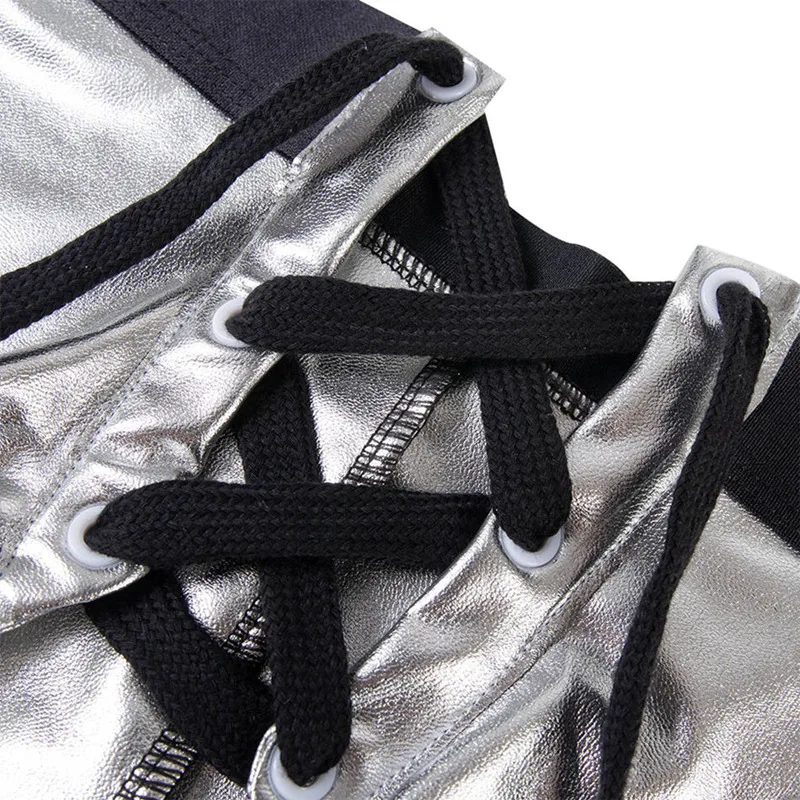SUPERBODY New Arrival Men's Boxers Solid Underwear Low-waist Fashion Drawstring Sexy Imitation Leather Boxer Shorts