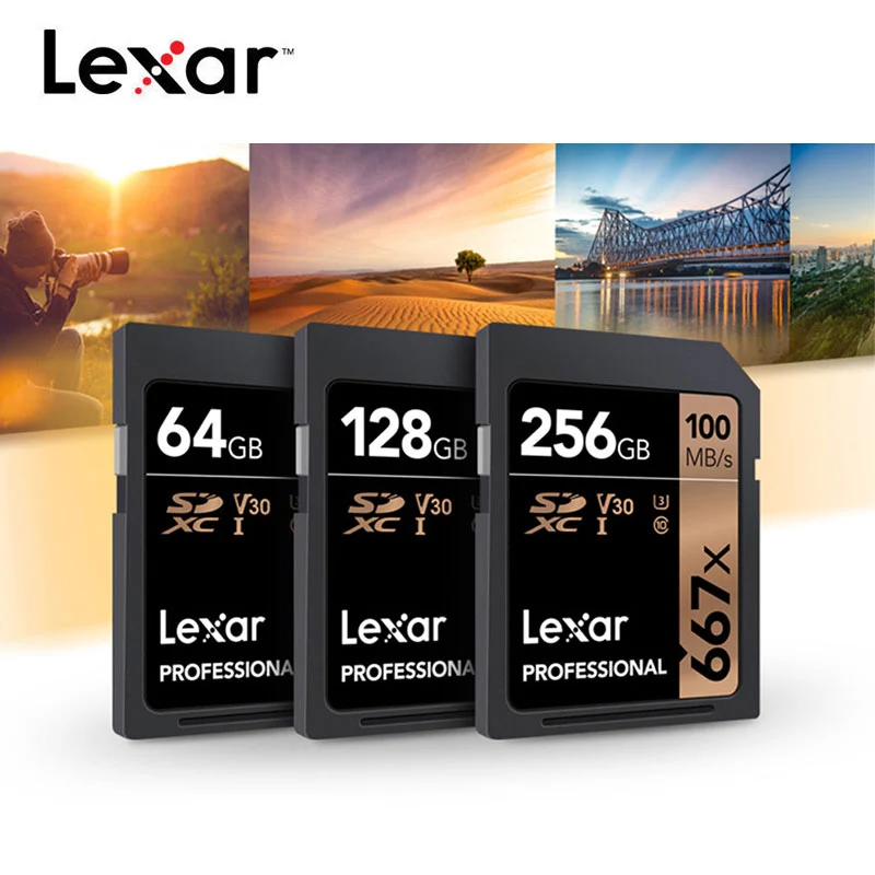 Lexar SD карты 633x16 ГБ, 32 ГБ, U1 SDHC 64 Гб 128 256 512 U3 SD карта памяти SDXC карты памяти класса 10 для цифровых фотоаппаратов с защитой от краж и hd-камерой