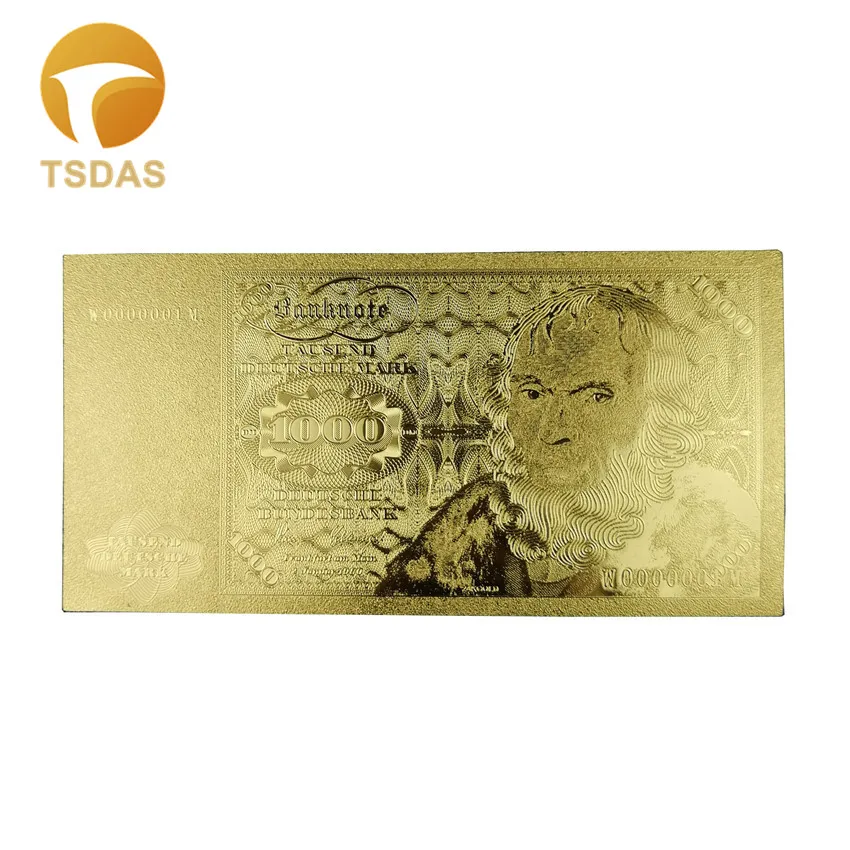 Немецкие банкноты 1000 немецкая марка Золотая фольга банкнота в 24K золотой для
