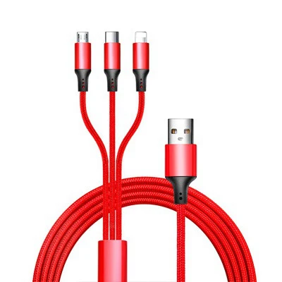 Red NOHON 3 в 1 USB кабель для iPhone XS Max XR Lightning Кабель для мобильного телефона Micro usb type C зарядный кабель для Xiaomi зарядное устройство Шнур - Цвет: Red