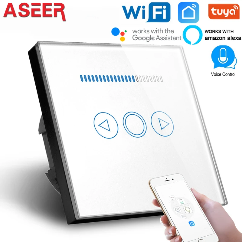 ASEER, Tuya Smart Life APP control Wi-Fi затемнитель Swith 220 В стандарт ЕС 1 банд смарт-переключатель, совместимый Alexa Google Assistant