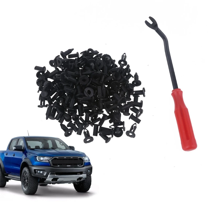 

K0AF Car Retainer Clips Black Bumper Clips Set with Auto Fastener Removal Tools Most Popular Sizes Vehicle Trim Tools